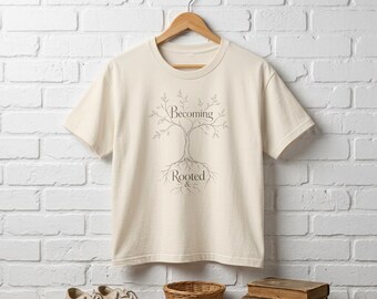 Becoming Rooted Hand-Drawn Tree tee Women's Boxy Tee | Minimal Mindful Apparel