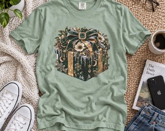 Ornate Gothic Floral Gift Box T-Shirt | Vintage Dark Botanical Design