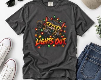 Lights Out Christmas Cat T-Shirt