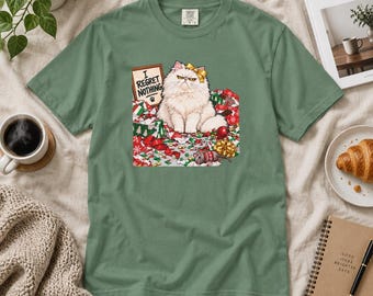 Regret Nothing Cat Christmas T-Shirt