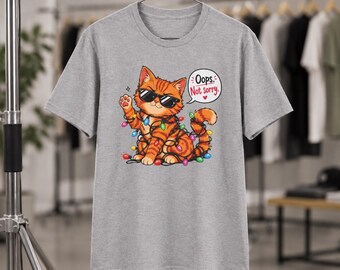 Sassy Sunglasses Cat Graphic T-Shirt, Oops Not Sorry