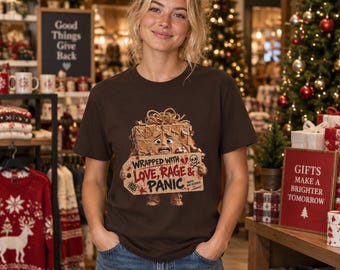 Wrapped in Love Rage Panic Gift Box Graphic T-Shirt