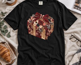 Ornate Gothic Floral Gift Box T-Shirt | Holiday Present Design