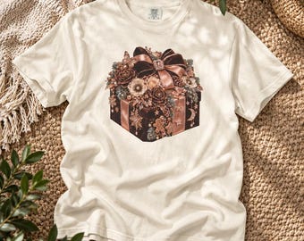 Gingerbread Cocoa Ornate Gothic Vintage Holiday Floral Box T-Shirt