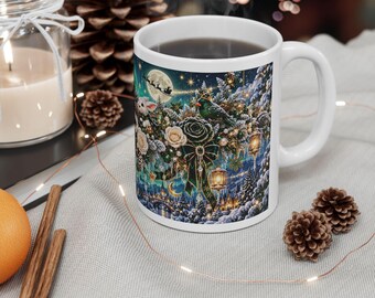 Enchanted Woodland Deer and Rabbit Floral Mug