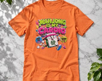 Mahjong Is My Cardio T-Shirt | Mahjong Tile Cartoon Graphic Tee