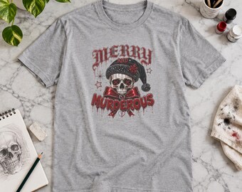 Merry Murderous Skull Graphic T-Shirt