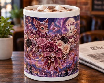 Enchanted Deer Floral Fantasy Mug
