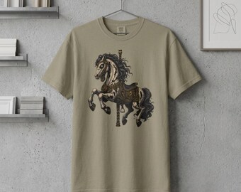 Antique Carousel Horse T-Shirt | Vintage Fairground Pony Illustration