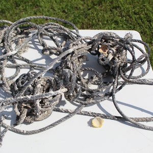 Authentic Used Fishing Rope - Shell Fishing Rope -  Recycled Reclaimed Rope - Big Pine Key Fishing Rope -Decorative Nautical Big Pine Key