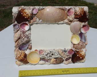 Seashell Frame, Beach Photo Frame, Shell Photo Frame, Shell Frame, Beach Home Decor, Costal Decor, Nautical Decor, Beach Wedding Gift