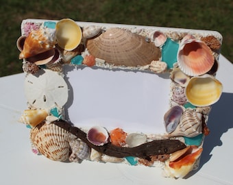 Beach Photo Frame, Seashell Frame, Shell Photo Frame, Shell Frame, Beach Home Decor, Costal Decor, Nautical Decor, Beach Wedding Gift