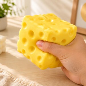 Jumbo Cheese Cube Squishy, Slow Rising Squishy Toy, Soft Stress Ball, Fidget Toy, Sensory Squeeze Toy, ASMR Gift, Cute Desk Toy