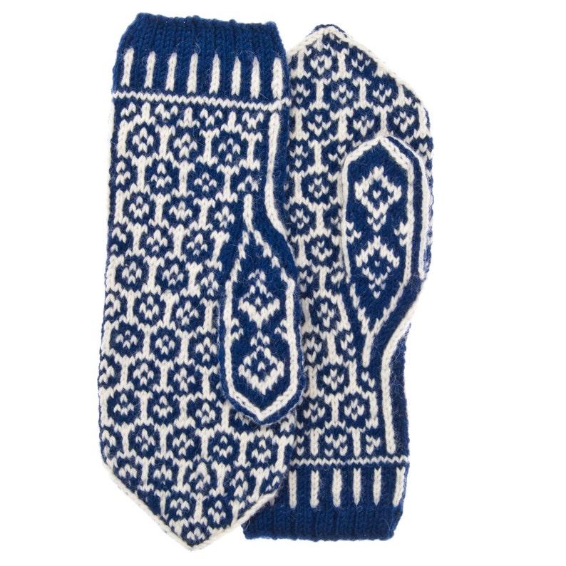 Flower Mittens Winter Mittens Navy Blue Mittens Norwegian Etsy