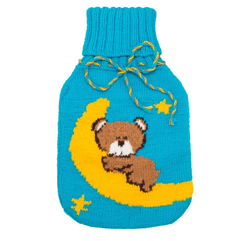 Teddy Bear Hot Water Bottle Cover Hand Knit From Pure Merino Etsy