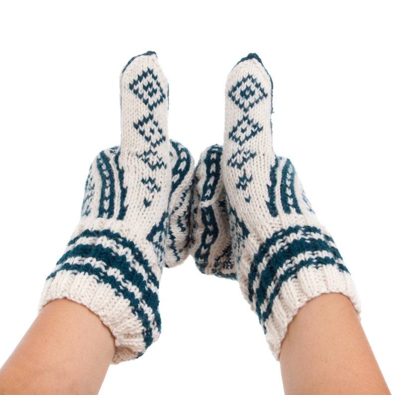 Mittens in Norwegian Selbu Pattern Hand Knit From Merino Wool Etsy