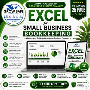 Excel for Small Business Bookkeeping Guide | Beginner Finance Workbook (Digital PDF Download)