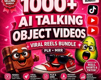 1000+ videor med AI-talande objekt | Viral Reels-paket (PLR MRR)