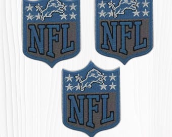 Detroit Lions Patch Pack of 3 | NFL Football Embroidered Patches | Iron On Sew On Team Logo Patches | Jacket Clothing Patch