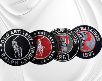 Polo Ralph Lauren Est. 1967 Embroidered Patches (4-Pack) | Iron-On Jacket, Backpack, Hat Applique