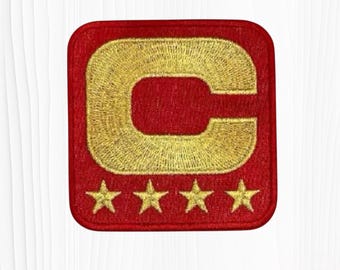 San Francisco 49ers Captain C 4-Star Gold Embroidered Patch | Iron-On/Sew-On Badge