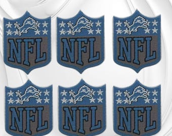 Detroit Lions Patch Pack of 6 | NFL Football Embroidered Patches | Iron On Sew On Team Logo Patches | Jacket Clothing Patches