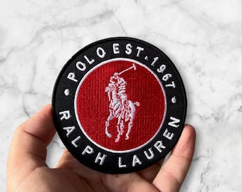 Polo Ralph Lauren Style Horse Patch: Red Embroidered, 3.75" (Iron-On/Sew-On)