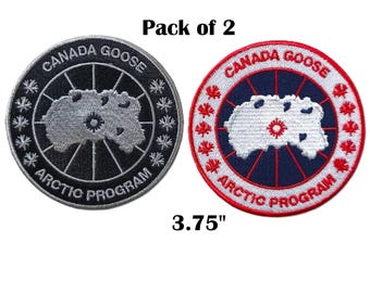 Canda Goose 3.75" round Embroidered Patch Iron-Sew on Pack of 2