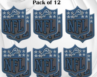 Detroit Lions Patch Pack of 12 | NFL Football Embroidered Patches | Iron On Sew On Team Logo Patches | Jacket Clothing Patch