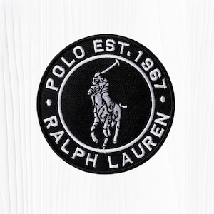 Polo Ralph Lauren Est. 1967 Embroidered Patch | Black Round Sew-On Badge (3.75")