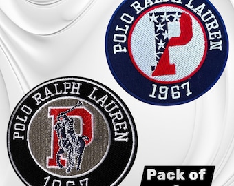 Polo Ralph Lauren Embroidered Patches (Pack of 2) | 3.75" Horse Rider Logo (Iron-On/Sew-On)