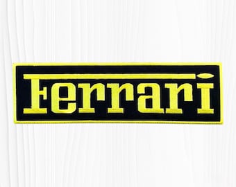 Ferrari Lettering Embroidered Patch | Large Iron-On Applique (11.5" x 3.5")