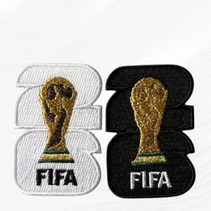 FIFA World Cup 2026 Embroidered Patches – White & Black Iron-On Soccer Badges