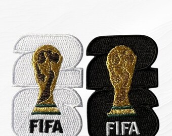 FIFA World Cup 2026 Embroidered Patches – White & Black Iron-On Soccer Badges
