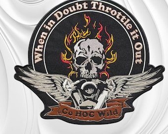 Flaming Skull Wings Biker Patch | Embroidered Motorcycle Back Patch (11.6" x 10")