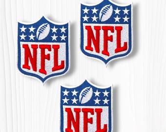 Pack of 3 NFL Shield Logo Embroidered Iron-On Patches 1.75" x 1.5" | Football Sew-On Badge for Jerseys, Jackets & Hats