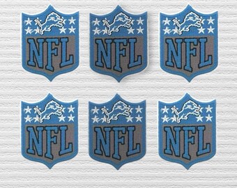 Detroit Lions NFL Logo Embroidered Patch Pack of 6 Iron On Sew On Football Jersey Badge Applique 2.75 x 2.25 Inch