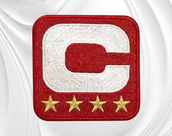 Embroidered Captain C 4-Star Patch: Iron-On Football Applique (2.25")