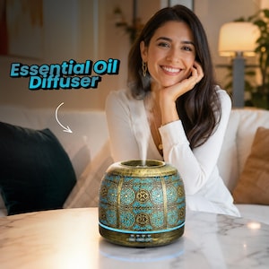 Large Metal Essential Oil Diffuser, 16.91oz Ultrasonic Aroma Diffuser, 7 Color LED Cool Mist Humidifier, USB Home Office Decor Gift