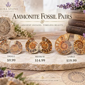 Ammonite Fossil Pair | Polished Split Ammonite | Choose Your Size | Natural Fossil Specimen | Ancient Sea Fossil | Collector Gift