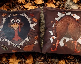 Bolsas de Cornhole de Acción de Gracias con diseño de trasero de pavo