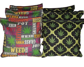 Bolsas de Cornhole con diseño de porro de marihuana