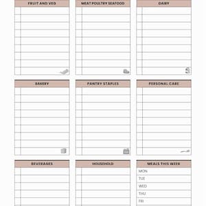 Reusable Grocery Planner Printable | Grocery List PDF | Meal Planner | Shopping List | Budget Planner | A4 A5 | Instant Download