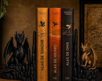 Fourth Wing Dragon Bookends, Tairn and Andarna Inspired Bookends, Fantasy Bookshelf Decor