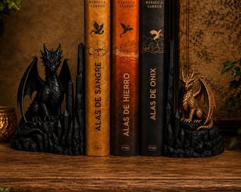 Fourth Wing Dragon Bookends, Tairn and Andarna Inspired Bookends, Fantasy Bookshelf Decor