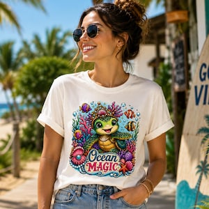 Ocean Magic Turtle Tee – Coral Reef Crown Comfort Colors Graphic T-Shirt