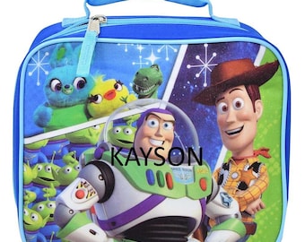 Personalized Name is Printed- Kids Insulated Lunch Bag with Handle – Toy Story Design – Reusable Soft Cooler Lunch Box for Boys & Girls
