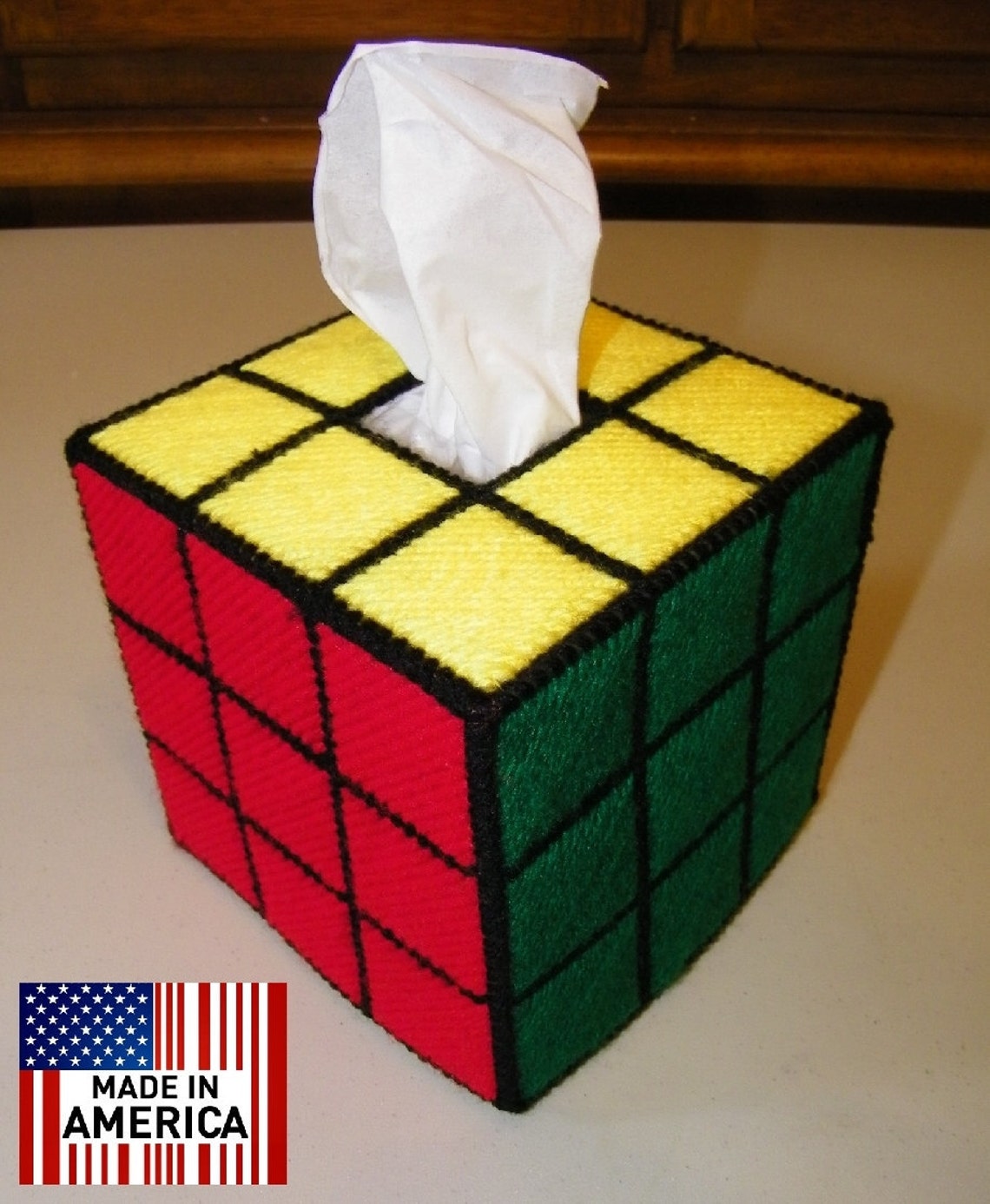 Rubiks Rubik Rubic Cube Tissue Box Cover Hand Made as Seen on Etsy