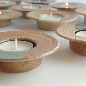 Ceramic candle holders set of 2 stoneware tea light holders handmade table decoration home decor stoneware woodfired image 5