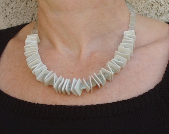 Porcelain necklace white porcelain Christmas gift wedding necklace Calcite semi preciouse gemstones fall winter collection Italian fashion